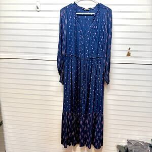 FatFace Dahlia Ditsy Marks Maxi Dress Long Sleeve Size 6